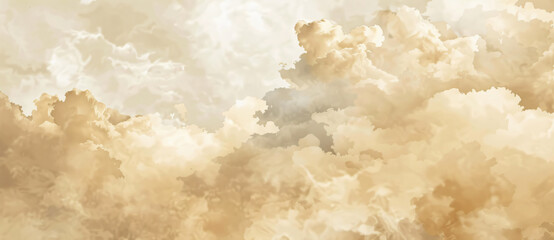 Wall Mural - Beige watercolor background with a soft cloud texture