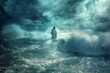 © Daria - Biblical scene  jesus walks on water through stormy seas in a powerful display of faith
