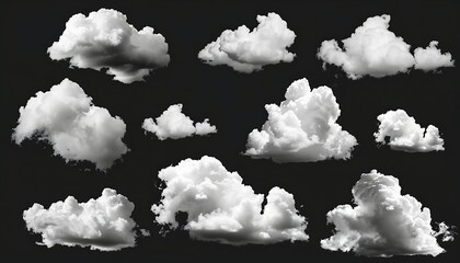 A group of clouds on a black background