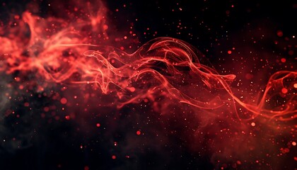 Wall Mural - abstract red smoke on black background. fantasy fractal texture. digital art