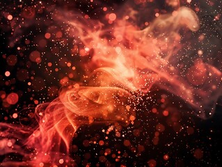 Wall Mural - abstract red smoke on black background. fantasy fractal texture. digital art
