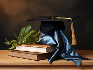 Wonderful Ceremony graduation plain background books graduation cap and diploma