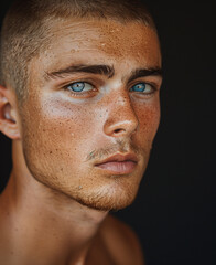 Wall Mural - portrait of a handsome man on black background