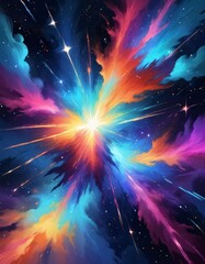 Colorful abstract space background with stars nebulae and cosmic elements
