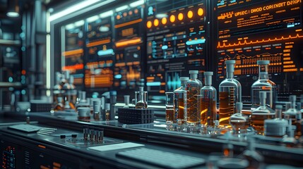 Poster - Comprehensive Pharmaceutical Research Lab with Advanced Data Visualization and Cutting Edge