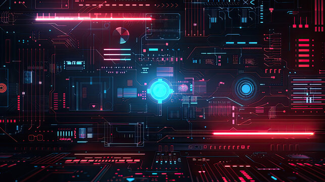 Abstract Technology Background, Vibrant Color, Computer Processor, Neon Color Background Wallpaper
