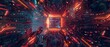 © Sweettymojidesign - A topview image of a futuristic circuit board with a glowing microchip in the center