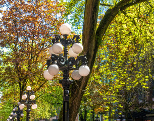 Wall Mural - Vintage street lighting in the Gastown District of Vancouver, British Columbia, Canada