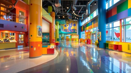 Vibrant and Engaging Children's Museum Colorful Interactive Exhibits Educational Games and Storytelling Spaces for Kids