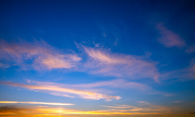 Wall Mural - Sunset sky with orange clouds