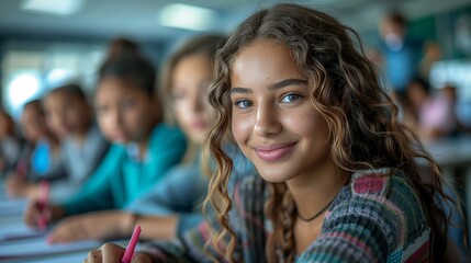 Wall Mural - Girl in school