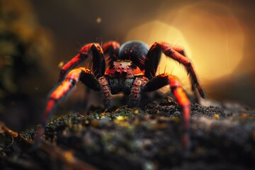 Poster - Close-up image of a spider sitting on a rock