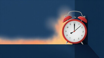 alarm clock on the background of the blue sky