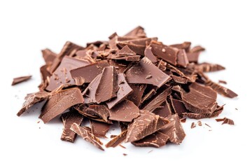 Poster - A pile of assorted chocolate pieces arranged on a white surface, perfect for decoration or photography props
