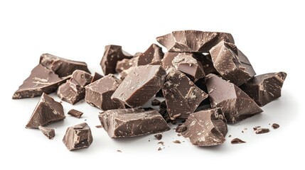 Poster - A collection of chocolate pieces on a white surface