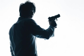 Poster - A person holding a firearm, suitable for use in various scenarios and themes