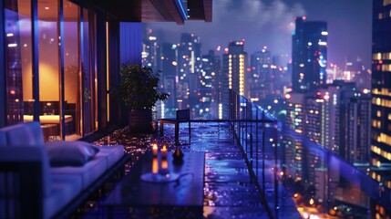 Leinwandbilder - Nighttime cityscape with buildings and lights, ideal for urban or metropolitan use