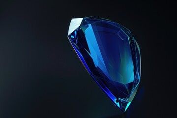Poster - A large blue diamond sits atop a black surface, providing a striking contrast
