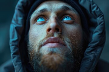 Aufkleber - Portrait of a bearded man with bright blue eyes