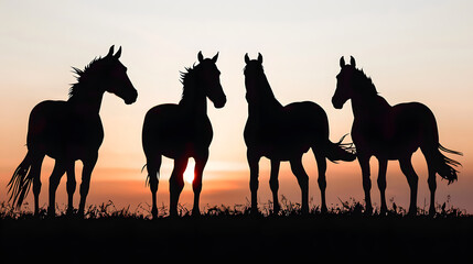 Canvas Print - horse silhouettes