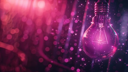 Poster - A single purple light bulb hanging from a string