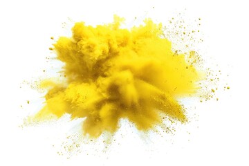 Poster - Explosion of yellow powder on a white background
