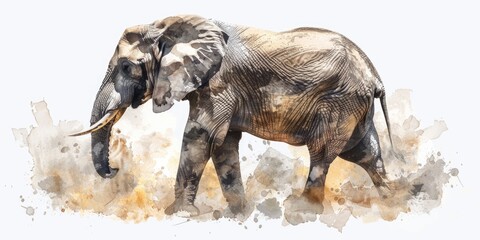 Poster - A watercolor painting of an elephant set against a clean white background, perfect for educational or decorative purposes