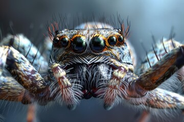 Poster - A detailed view of a spider's facial features and legs, perfect for nature or insect-themed projects
