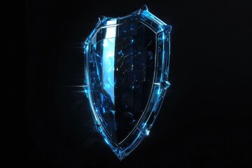 Poster - A glass shield with a blue light shining through, ideal for use in sci-fi or futuristic concept scenes