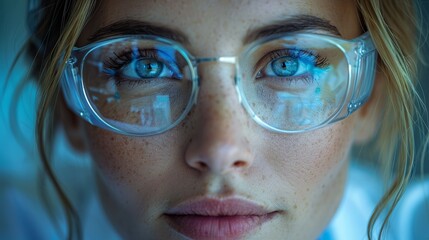 Poster - A close-up shot of a researcher analyzing data on a computer screen, their face reflecting the excitement of a potential breakthrough in medical research.