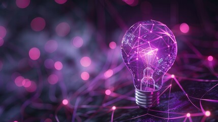 Poster - A purple light bulb sits on a table providing unique lighting