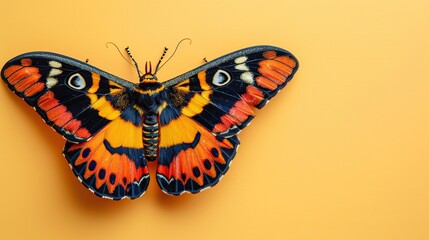 Wall Mural - A Colorful Butterfly on a Yellow Background