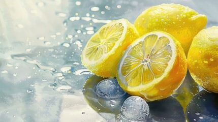 Poster - A still life image of a group of lemons sitting on a table