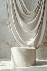 Wall Mural - A stone pedestal stands in front of a curtain