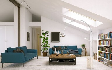 Sticker - modern living room interior design.