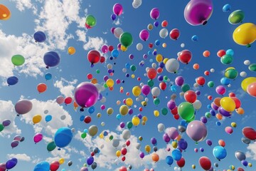 Wall Mural - A group of colorful balloons drifting through the air