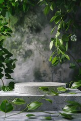 Poster - A modern platform surrounded by lush greenery, perfect for outdoor events or office spaces