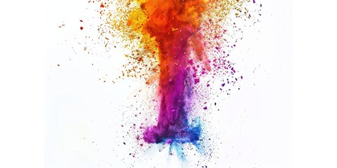 Poster - A vibrant and dynamic image of a colorful explosion of colored powder on a white background