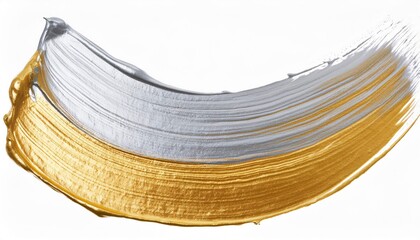 Wall Mural - Gold and silver paint forming a curved shape on white background