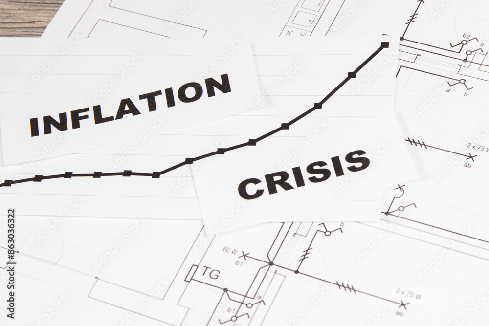 Inscriptions crisis and inflation on electrical construction drawing of ...