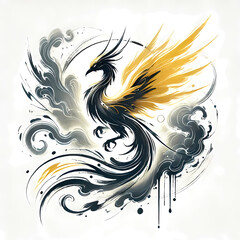 Poster - Graceful Phoenix in Contemporary Ink Art