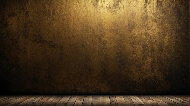 Golden grungy wall background or texture
