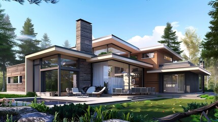 Poster - The home design architects are reviewing the house plan draft the project commissioned by the client and the custom design before delivery Interior design and decoration ideas : Generative AI