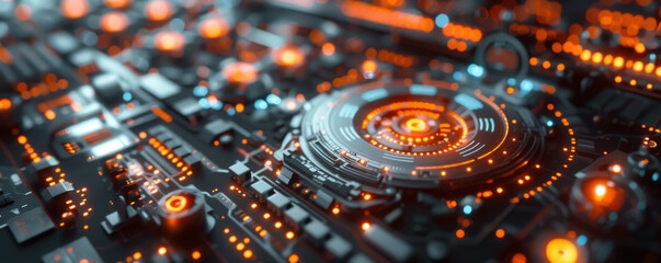 Leinwandbilder - A computer chip with many glowing lights on it