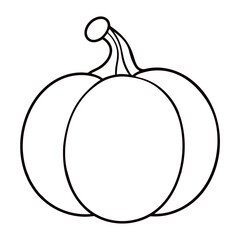 Wall Mural - A simple black outline drawing of a pumpkin