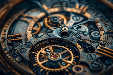 Intricate Close-Up of a Vintage Mechanical Watch Movement