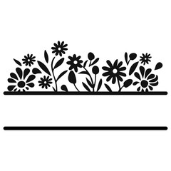 Wall Mural - Silhouette of various flowers and plants against a plain background split border