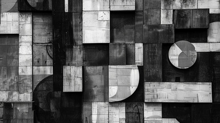 Wall Mural - Black and White modern Abstract wallpapers and backgrounds. Cubism abstract wallpaper