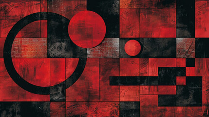 Wall Mural - Red and black Modern Abstract wallpapers and backgrounds. Cubism abstract wallpaper.