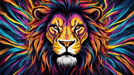 Wall Mural - Abstract Colorful Lion Portrait